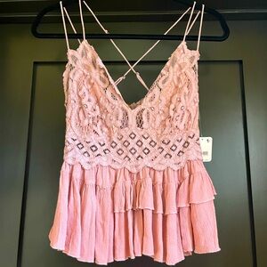 ❌SOLD❌Free People Adella Cami Top, New With Tags, Color: Mauve, Size: Large